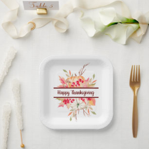 Floral Thanksgiving  Paper Plate