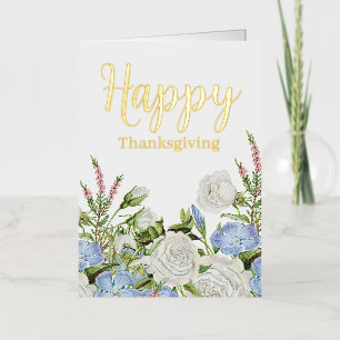 Floral Thanksgiving Psalm 107:1 Foil Greeting Card