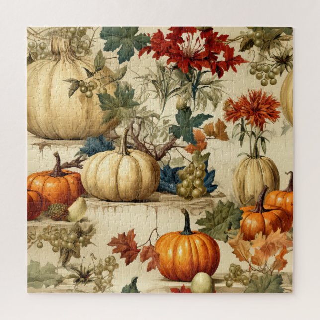 Floral Thanksgiving Vintage Pattern (10) Jigsaw Puzzle (Vertical)