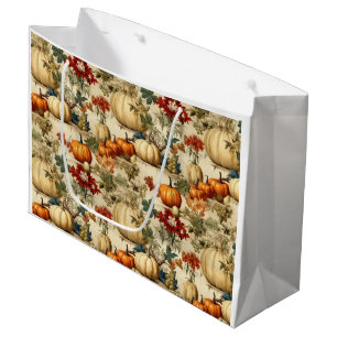 Floral Thanksgiving Vintage Pattern (10) Large Gift Bag