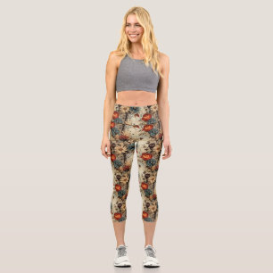 Floral Thanksgiving Vintage Pattern (11) Capri Leggings
