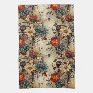 Floral Thanksgiving Vintage Pattern (11) Tea Towel