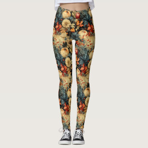 Floral Thanksgiving Vintage Pattern (12) Leggings