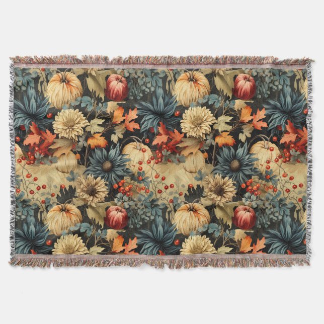 Floral Thanksgiving Vintage Pattern (12) Throw Blanket (Front)