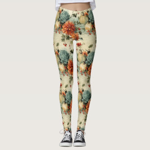 Floral Thanksgiving Vintage Pattern (1) Leggings
