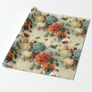 Floral Thanksgiving Vintage Pattern (1) Wrapping Paper