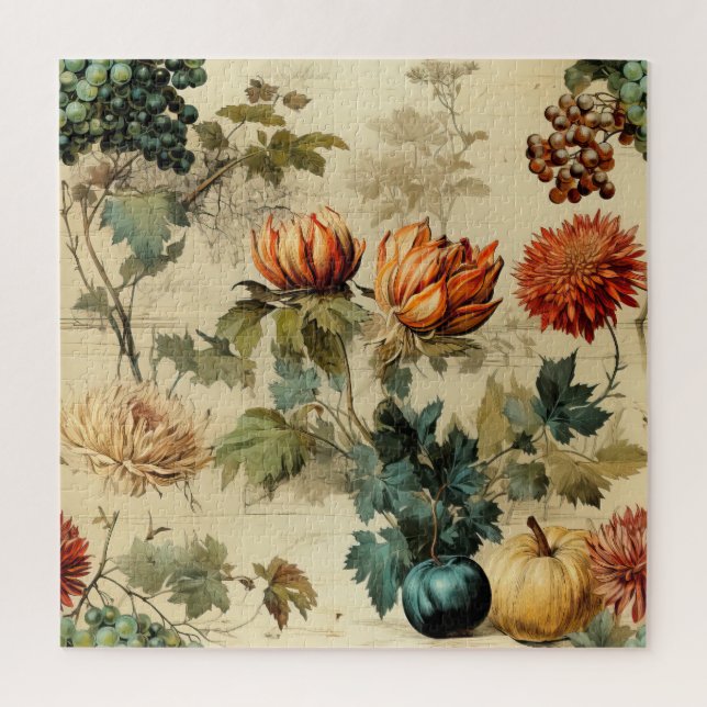 Floral Thanksgiving Vintage Pattern (2) Jigsaw Puzzle (Vertical)