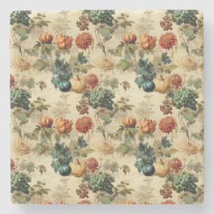 Floral Thanksgiving Vintage Pattern (2) Stone Coaster