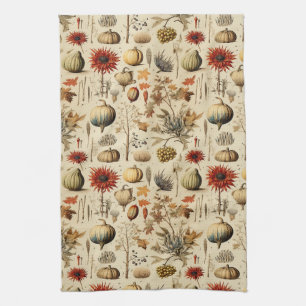 Floral Thanksgiving Vintage Pattern (3) Tea Towel