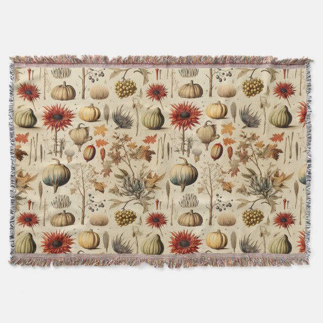 Floral Thanksgiving Vintage Pattern (3) Throw Blanket (Front)
