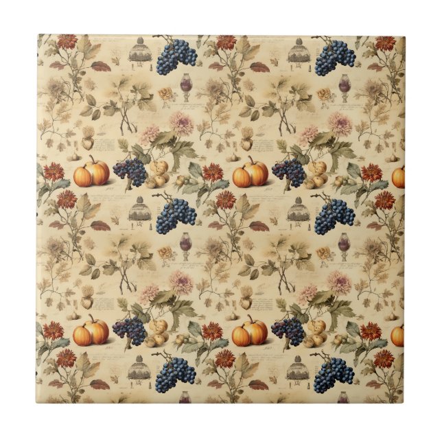 Floral Thanksgiving Vintage Pattern (4) Tile (Front)