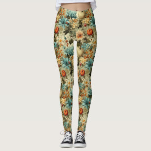 Floral Thanksgiving Vintage Pattern (5) Leggings