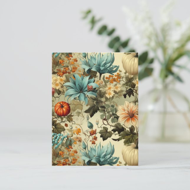 Floral Thanksgiving Vintage Pattern (5) Postcard (Standing Front)