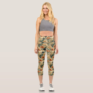 Floral Thanksgiving Vintage Pattern (6) Capri Leggings