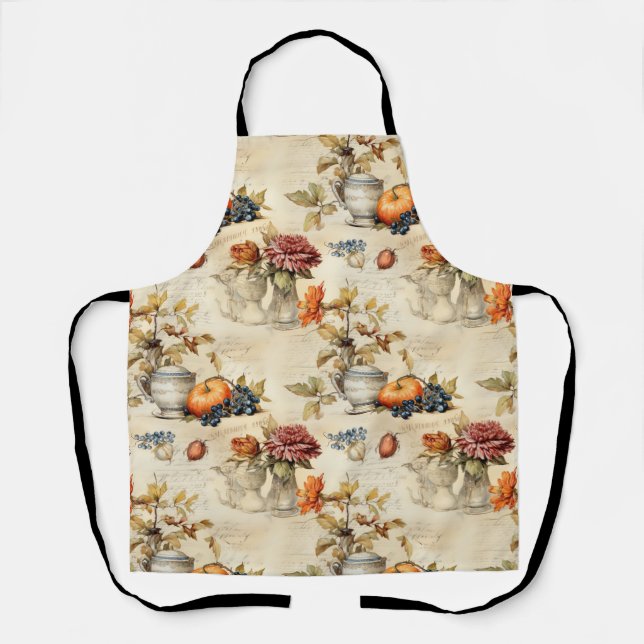 Floral Thanksgiving Vintage Pattern (7) Apron (Front)
