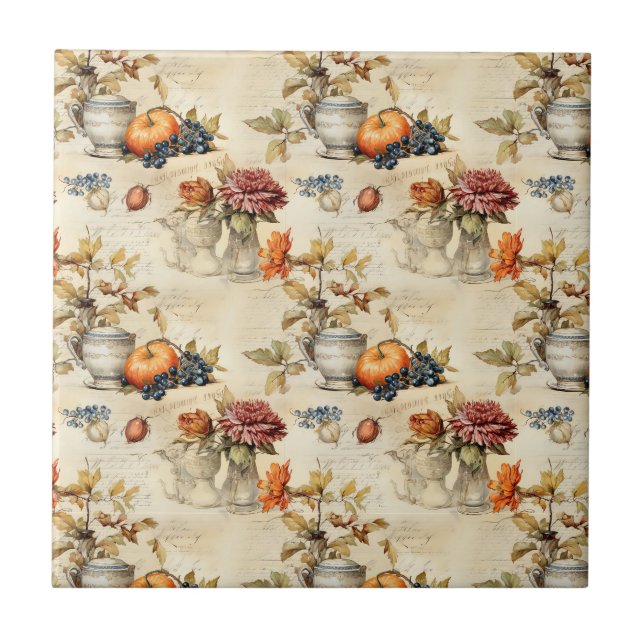 Floral Thanksgiving Vintage Pattern (7) Tile (Front)