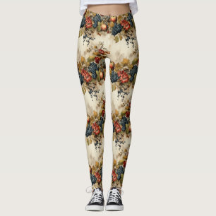 Floral Thanksgiving Vintage Pattern (9) Leggings