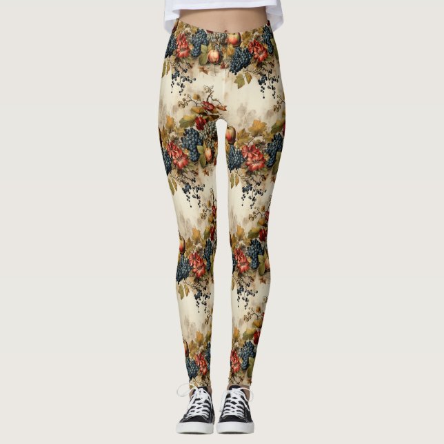 Floral Thanksgiving Vintage Pattern (9) Leggings (Front)
