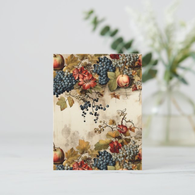 Floral Thanksgiving Vintage Pattern (9) Postcard (Standing Front)