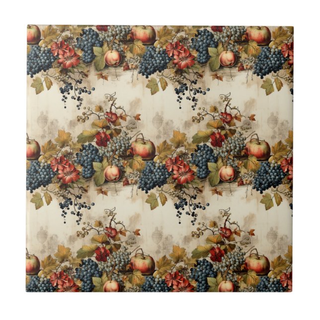 Floral Thanksgiving Vintage Pattern (9) Tile (Front)