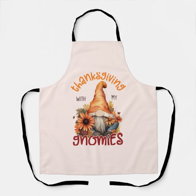 Floral Thanksgiving with my Gnomies  Apron (Front)
