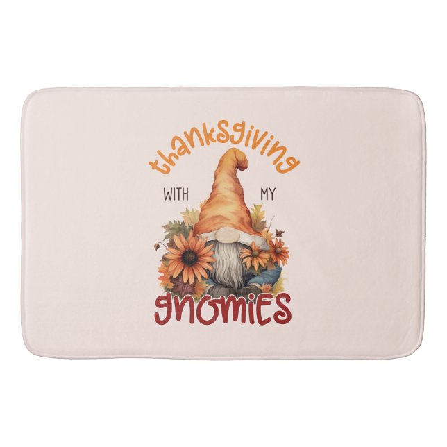 Floral Thanksgiving with my Gnomies  Bath Mat (Front)