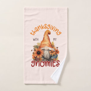 Floral Thanksgiving with my Gnomies  Bath Towel Set