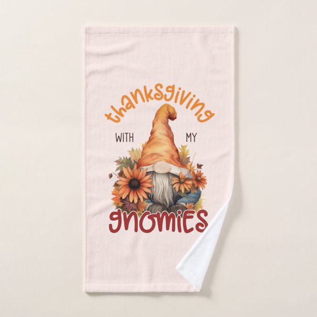 Floral Thanksgiving with my Gnomies  Bath Towel Set (Hand Towel)