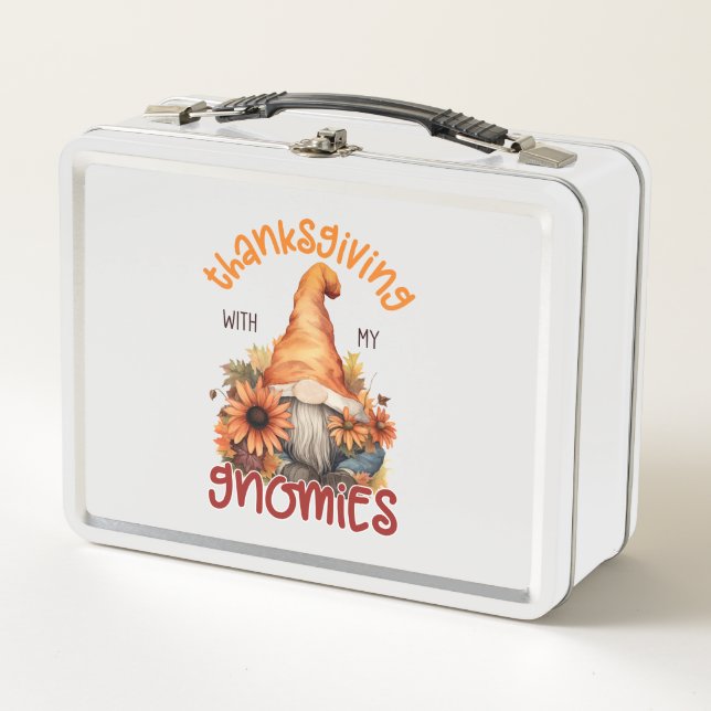 Floral Thanksgiving with my Gnomies  Metal Lunch Box (Front)