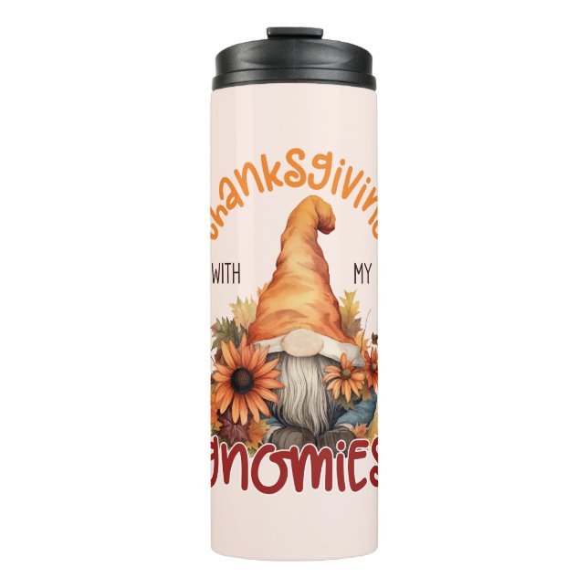 Floral Thanksgiving with my Gnomies  Thermal Tumbler (Front)