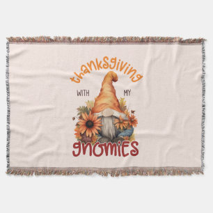 Floral Thanksgiving with my Gnomies  Throw Blanket