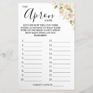 Floral The Apron Bridal shower game card