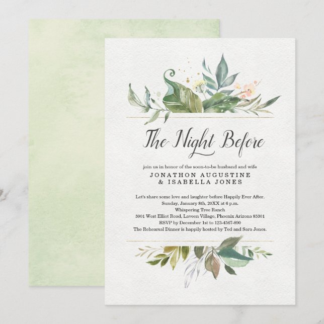 Floral The Night Before Rehearsal Dinner Invitation (Front/Back)