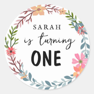 Floral theme Birthday party  Classic Round Sticker