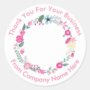 Floral Theme Business Logo Thank you Stickers