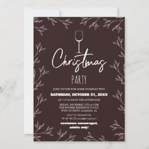 Floral Theme Elegant Script Christmas Party Invitation