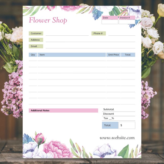 Floral Theme Order Form and Invoice Notepad (Creator Uploaded)