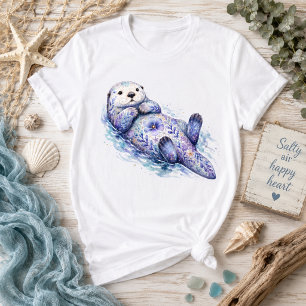 Floral Theme Sea Otter T-Shirt