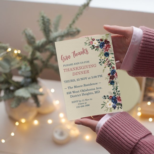 Floral Theme Thanksgiving Dinner Custom  Invitation (Creator Uploaded)