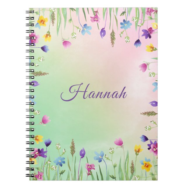 Floral themed notebook with name (Front)