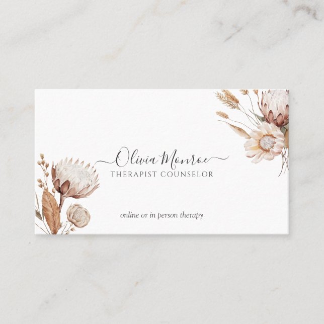 Floral Therapist Counsellor Business Card (Front)