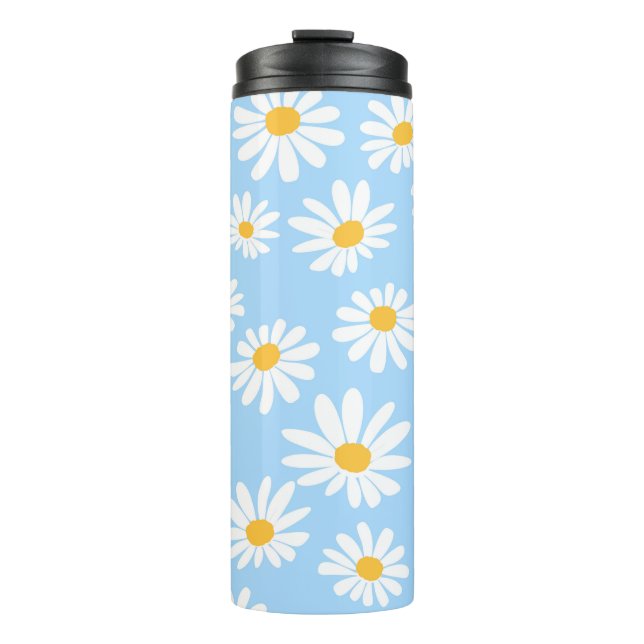 Floral thermal mug, daisy flowers  tumbler (Front)