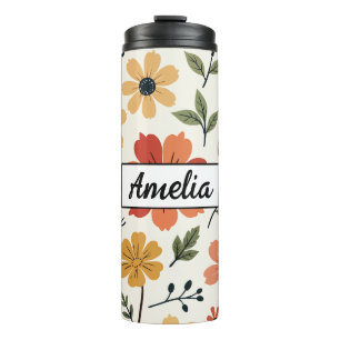 floral thermal tumbler