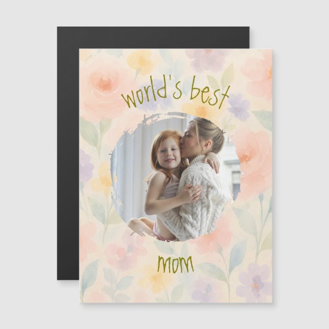 Floral Thin Magnetic Card for Mother's Day (Front/Back)