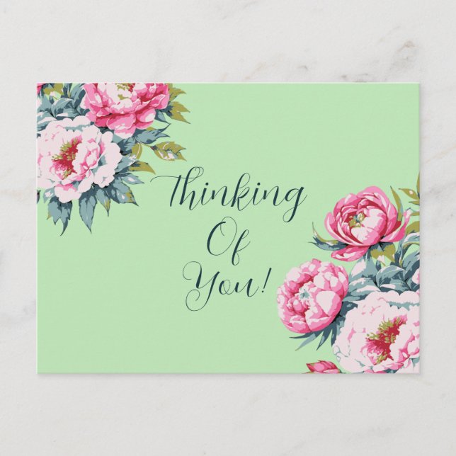 Floral Thinking Of You Postcard (Front)