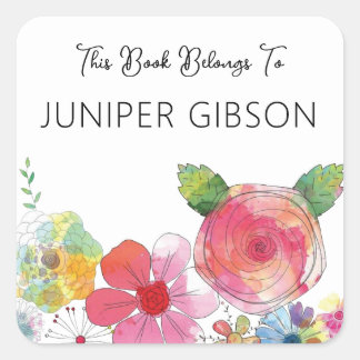 Floral "This Book Belongs To" Sticker Template