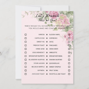 Floral This Or That Brunch Party Game Invitation