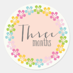 Floral Three Months New Baby Sticker