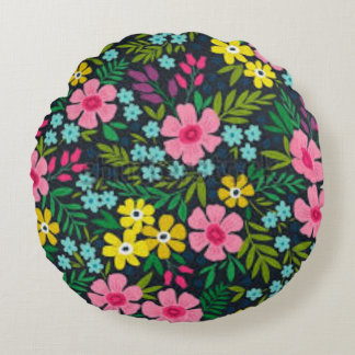 Floral Throw Pillow | Colorful Flower RoundCushion