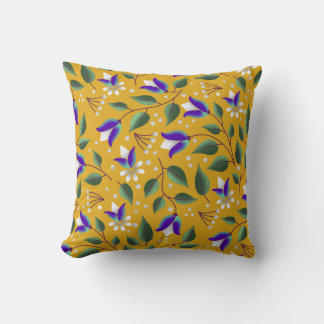 Floral throw pillow in Yellow and Purple